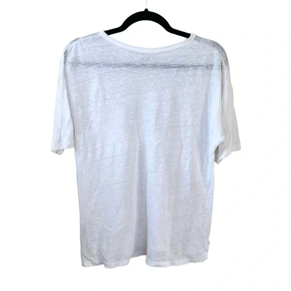 ROOTS White Linen Crew Neck Short Sleeve Oversized T-Shirt M - Picture 3 of 4